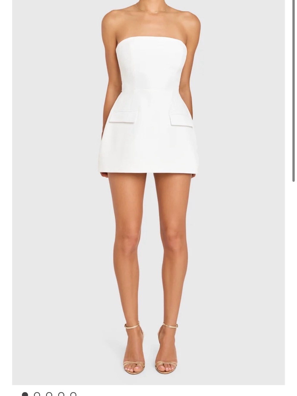 Amanda Uprichard Strapless White Mini Dress with Pocket Flaps